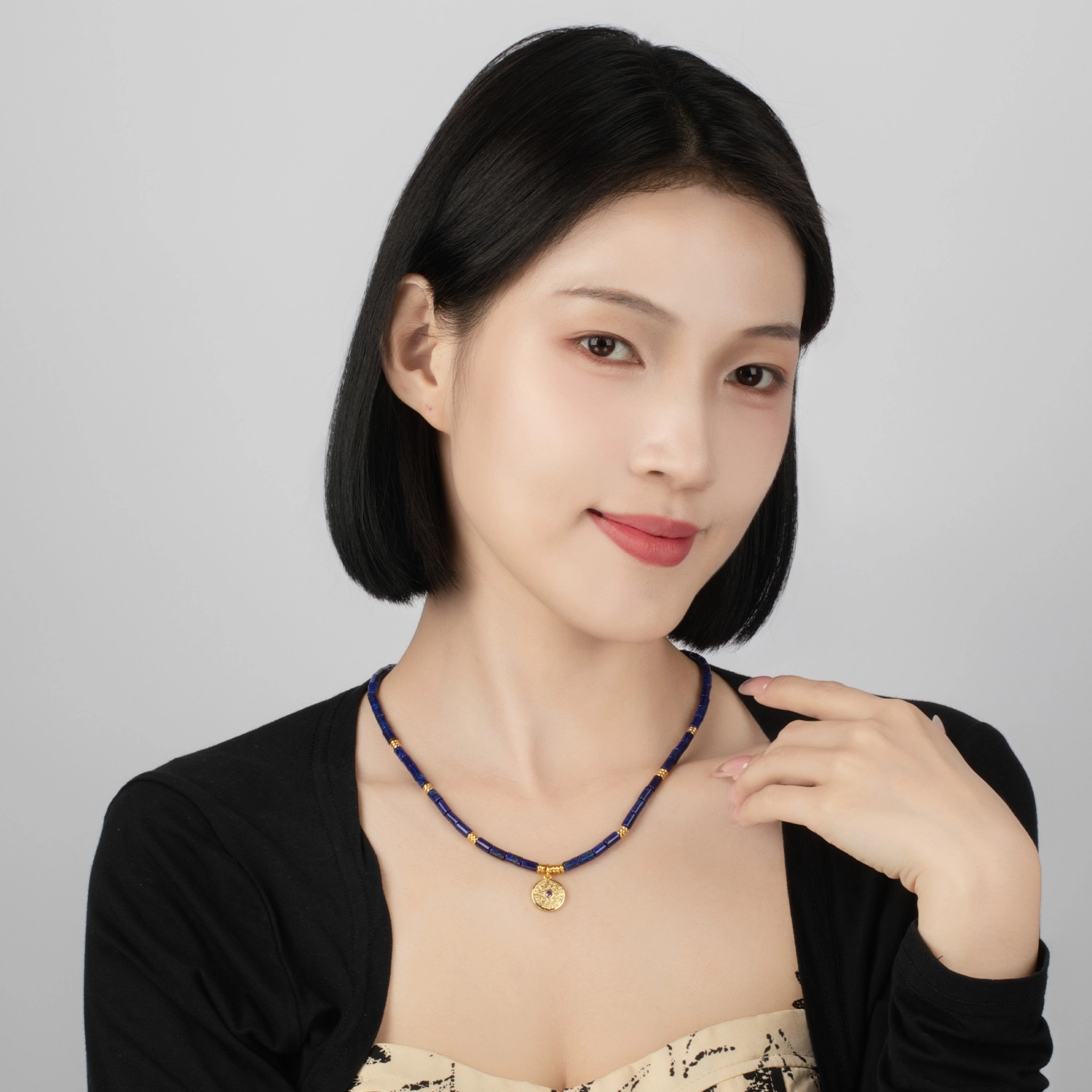 心若莲华 新中式青锆花韵 青金石 名贵玉石项链 女款