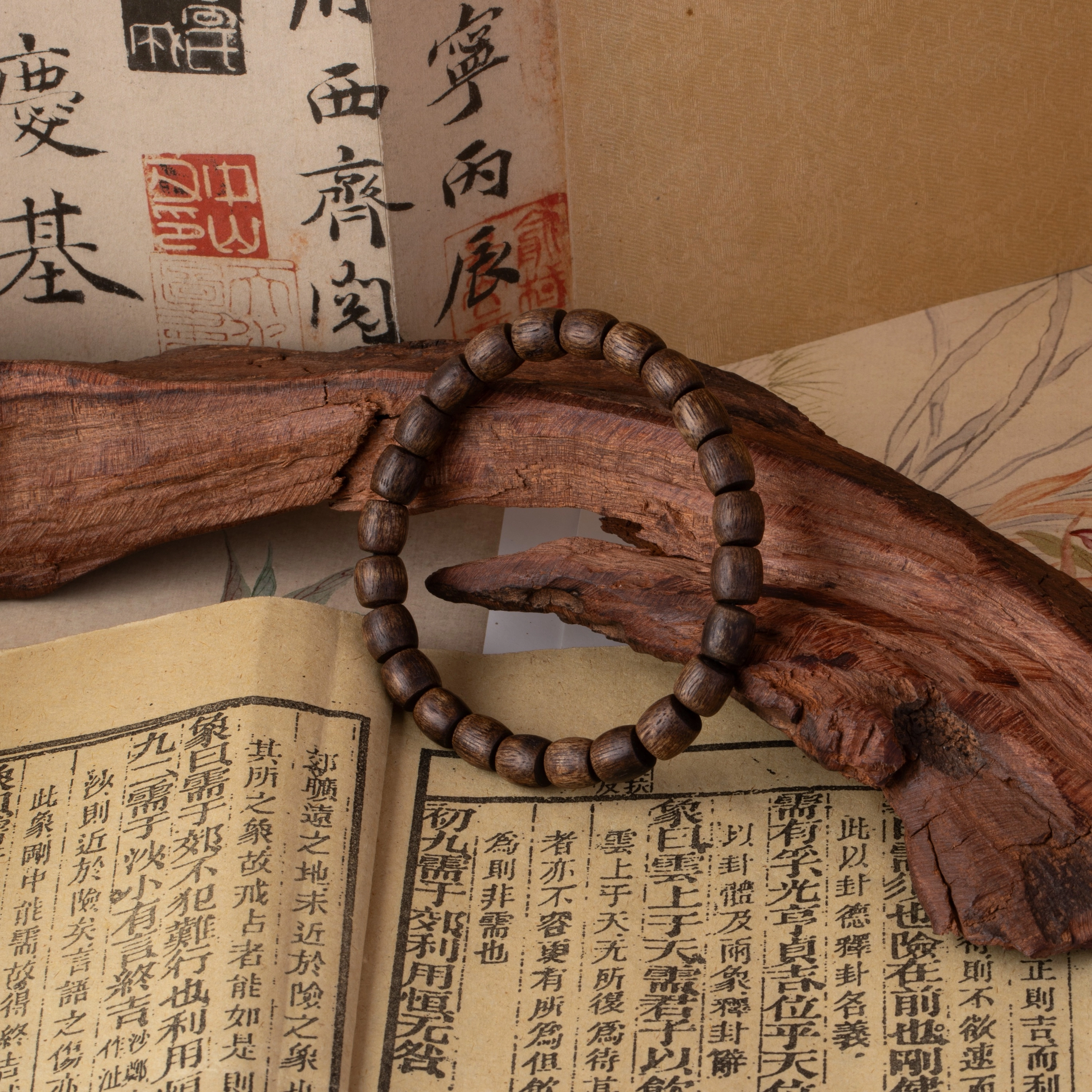 心若莲华 紫棋沉水鼓珠直纹单圈文玩 瑞香料 手串 男女同款情侣款