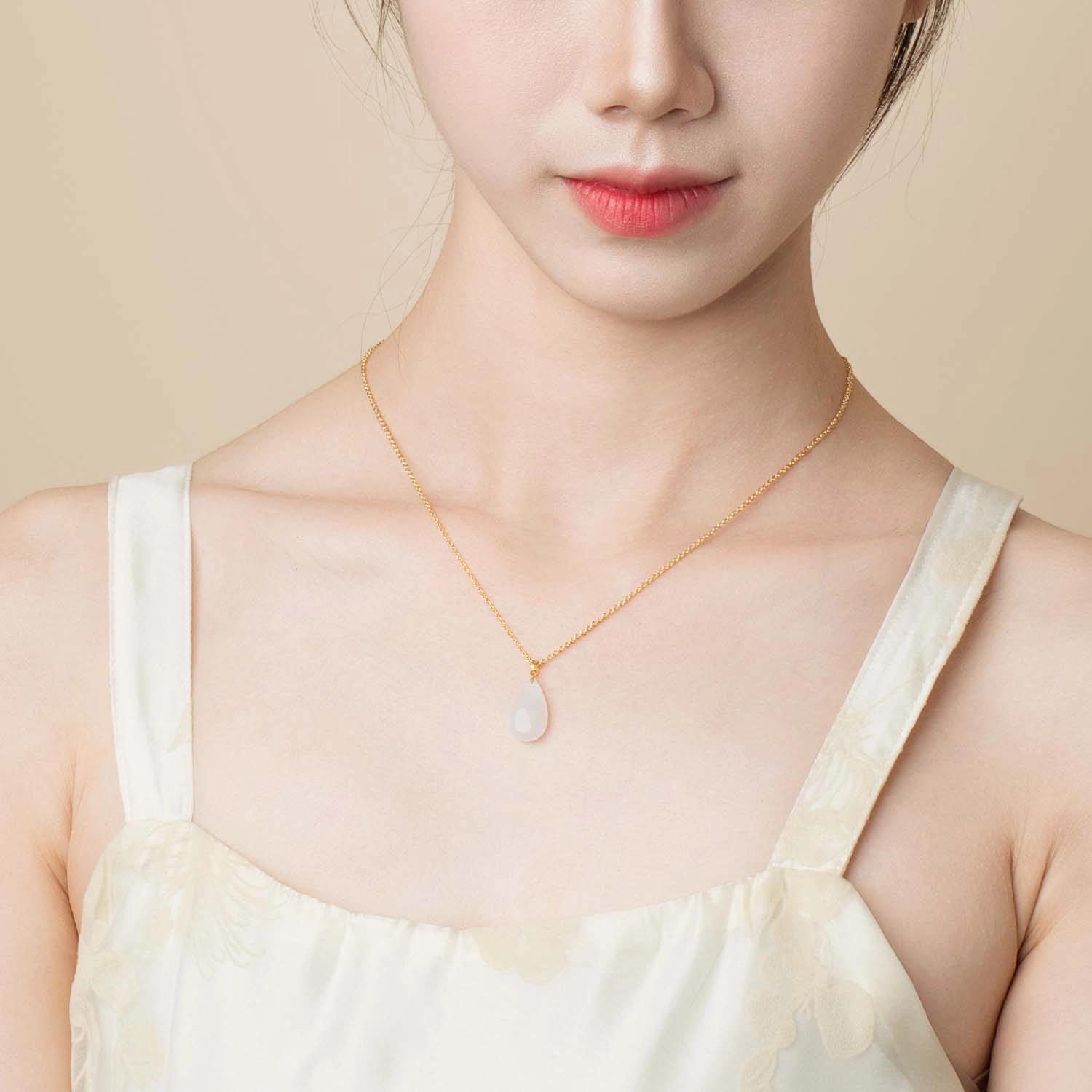 心若莲华 小水滴轻奢 和田玉 吊坠 女款 白玉