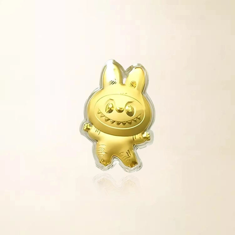 重庆金店 可爱拉 萌趣精致简约轻奢时尚百搭小众设计收藏储蓄储值纪念 足金 一口价 金贴 男女同款情侣款