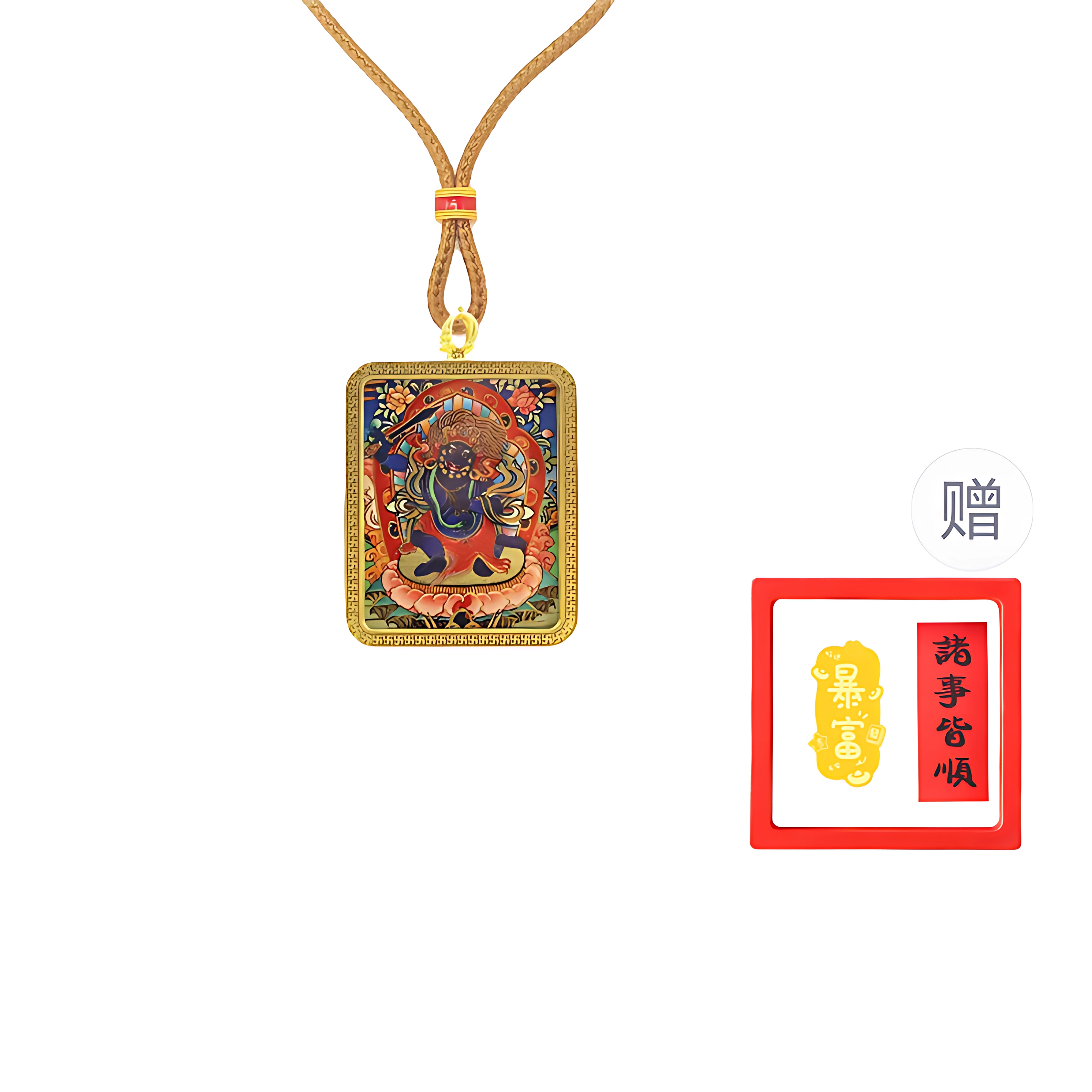【招财进宝运气好】 重庆金店  睦璃 财源广进 八大守护神唐卡诸事顺利 平安喜乐新中式 飞黄腾达吉祥小众#好运  合金 项链 男女同款情侣款
