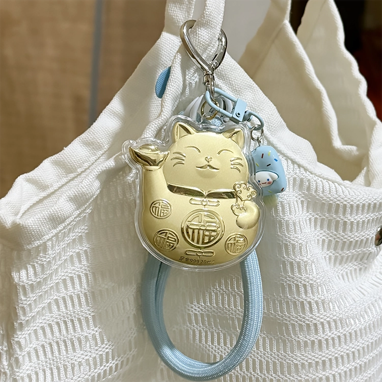 重庆金店 招财猫请发财 财运享通财源滚滚新中式国潮可爱萌趣创意日常通勤使用 足金 一口价 贴片 女款