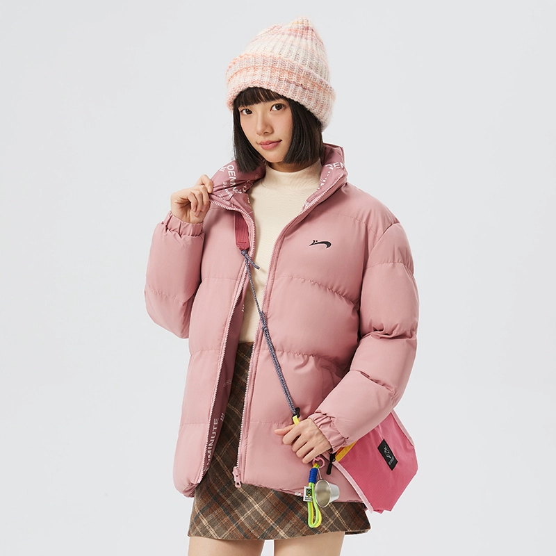 贵人鸟 双面穿立领落肩宽松纯色加厚面包拉链棉服 男女同款
