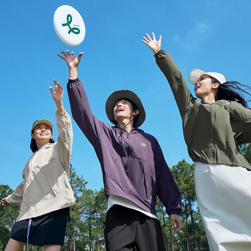 特步 生活系列 纯色拉链连帽舒适透气百搭风衣 男女同款 隐秘紫