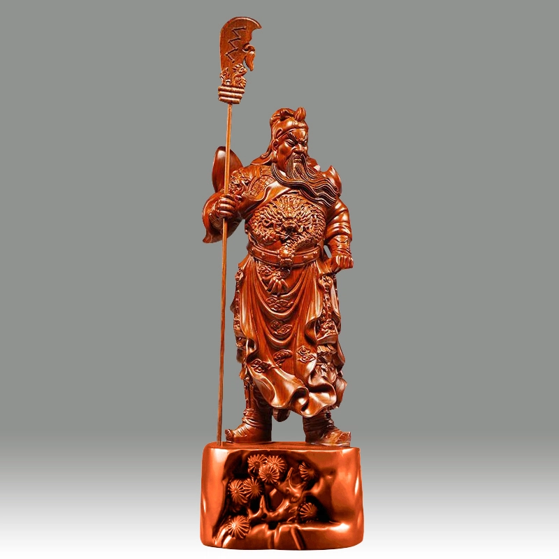 钵提 黑檀木雕立刀关公摆件 实木武财神关羽佛像 潮流衍生品