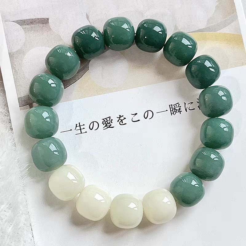钵提 原生态绕指柔文玩佛珠盘玩#好运 白玉菩提 手串 男女同款情侣款