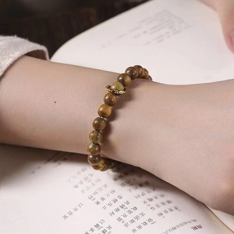 钵提 古风 禅意 单圈念珠 檀木 手串 男女同款情侣款 绿檀