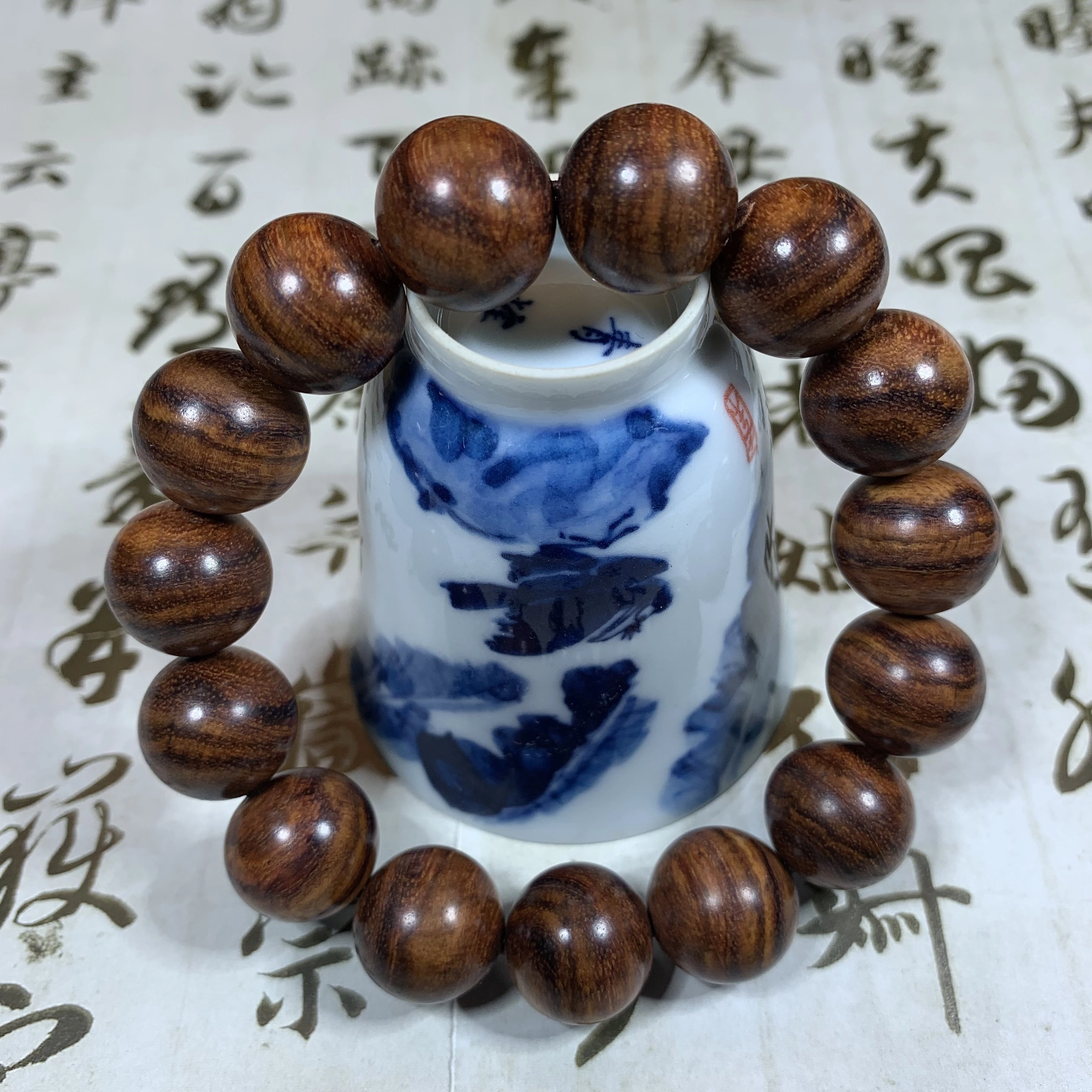 仙沐坊 新中式古风 大气艺术文玩 黄花梨 名贵木作手串 男女同款情侣款