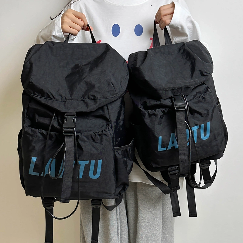 意酷 登山抽绳束口上课通勤运动轻便徒步 尼龙 双肩包 男女同款情侣款 灰绿色/米白色/黑色/棕色