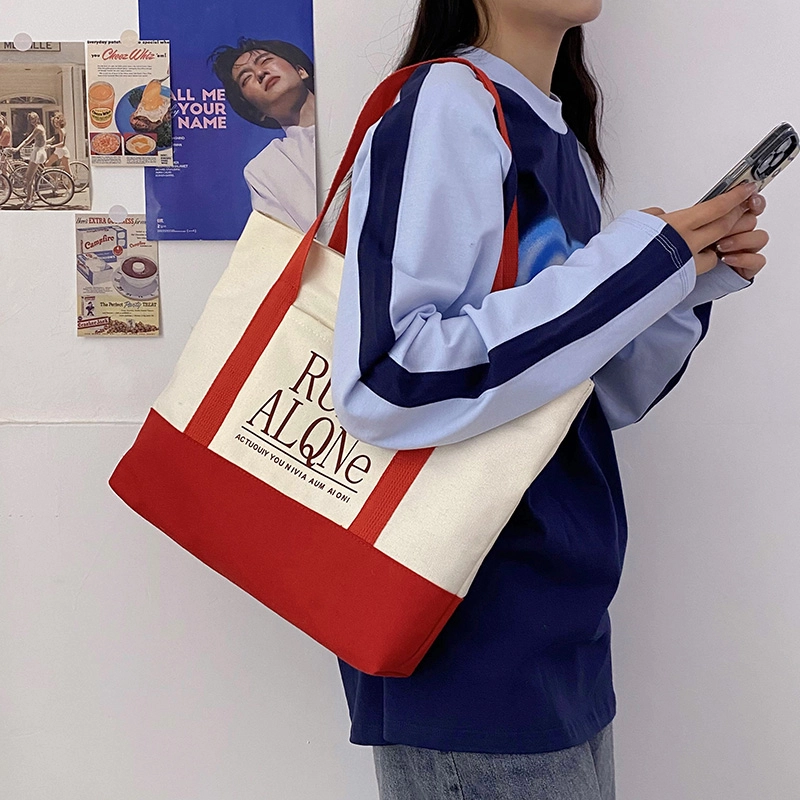 芭菲尼 高级感小众设计学院风拉链开合休闲上课通勤电脑包 帆布 帆布包单肩包 女款 多色