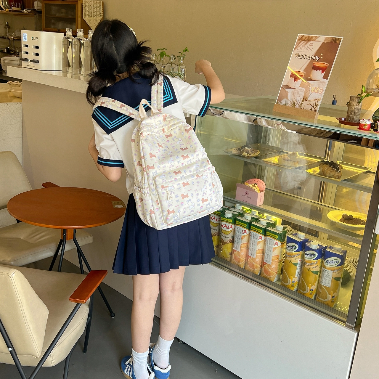 芭菲尼 轻便时尚简约百搭潮流碎花背包 帆布 帆布包双肩包 常规 男女同款情侣款 浅蓝色碎花/蓝色碎花