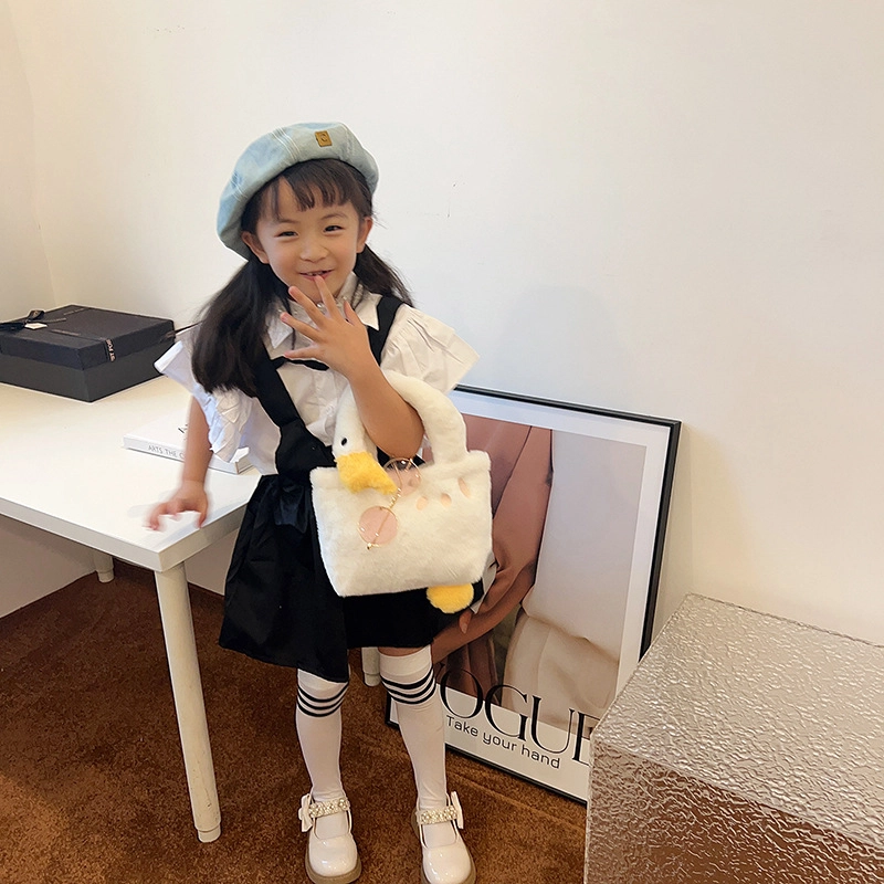 芭菲尼 可爱大白鹅日系甜美可爱 毛绒 手提包 儿童款 白色