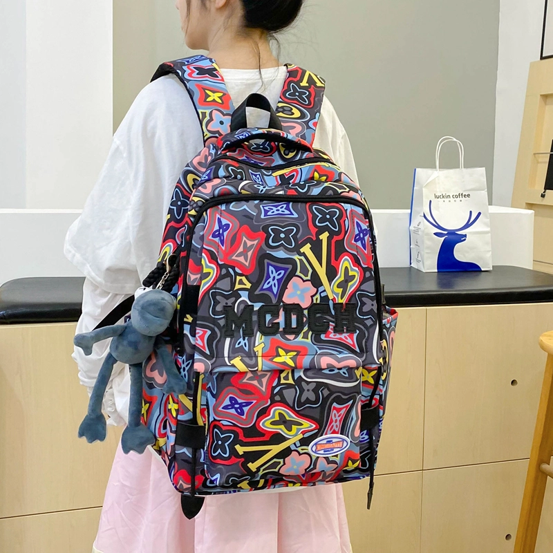芭菲尼 小众撞色设计休闲简约日常通勤时尚百搭 尼龙 双肩包 男女同款情侣款 黑色玫红色绿色