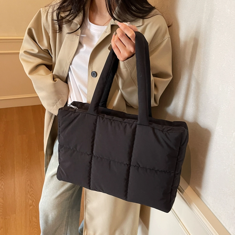 三只小鸭 简约托特包上课通勤 布 单肩包 女款 米白/卡其/灰色/黑色