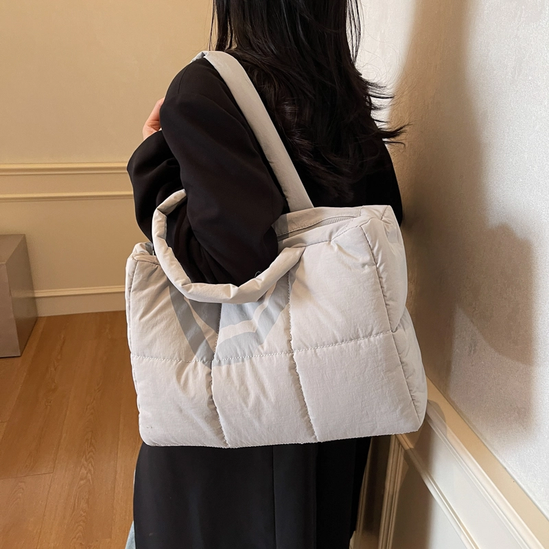 三只小鸭 简约托特包上课通勤 布 单肩包 女款 米白/卡其/灰色/黑色