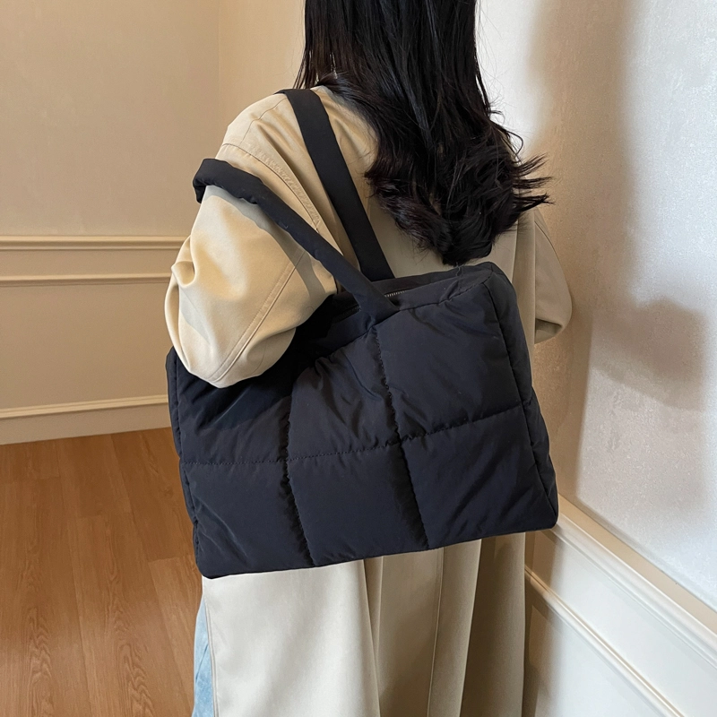 三只小鸭 简约托特包上课通勤 布 单肩包 女款 米白/卡其/灰色/黑色