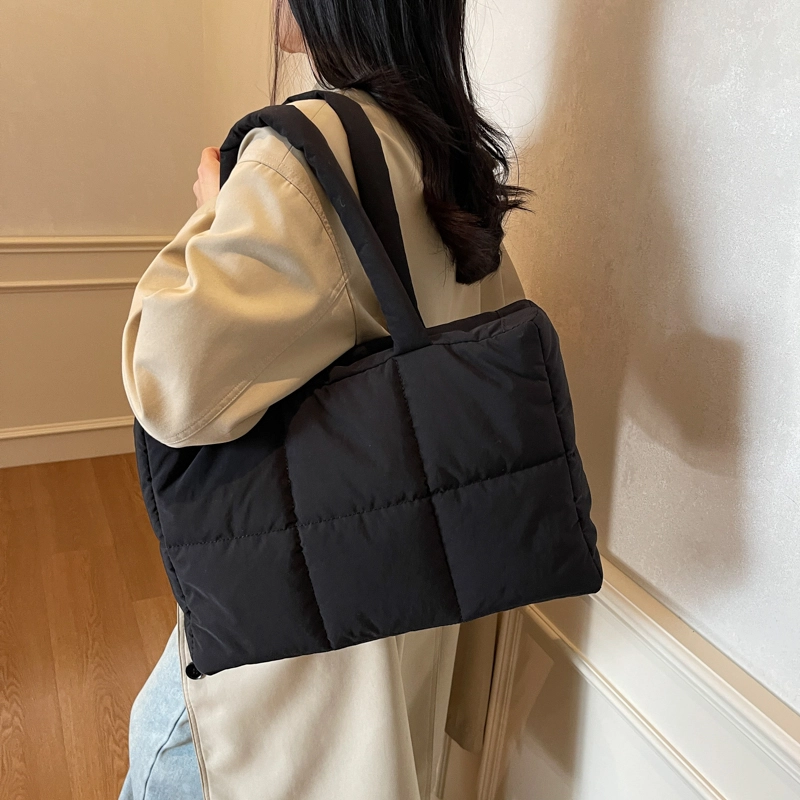 三只小鸭 简约托特包上课通勤 布 单肩包 女款 米白/卡其/灰色/黑色