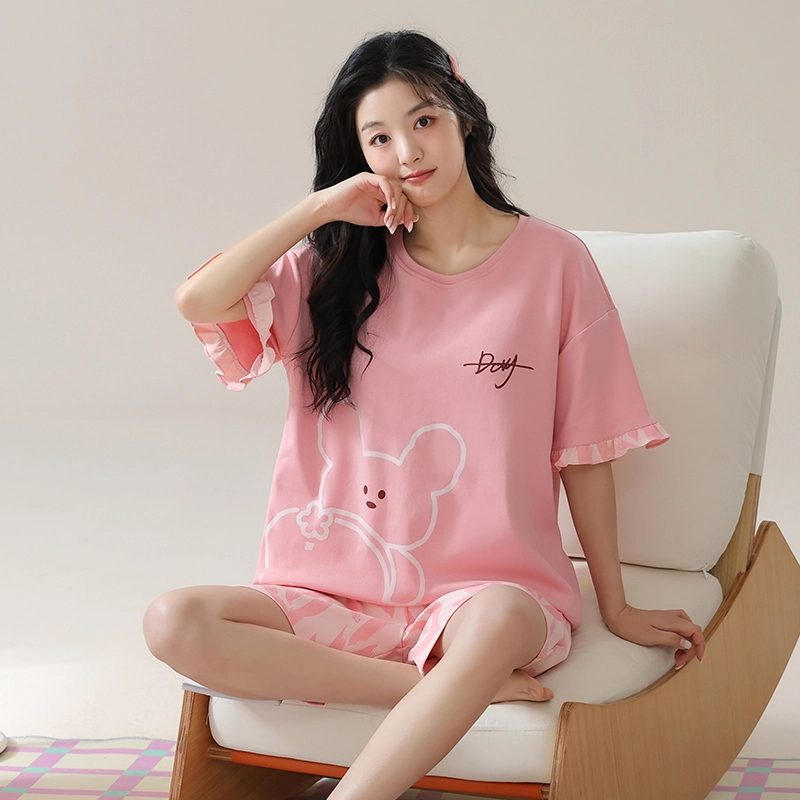 花季的故事 短袖短裤可外穿甜美可爱睡衣套装 女款 粉红色
