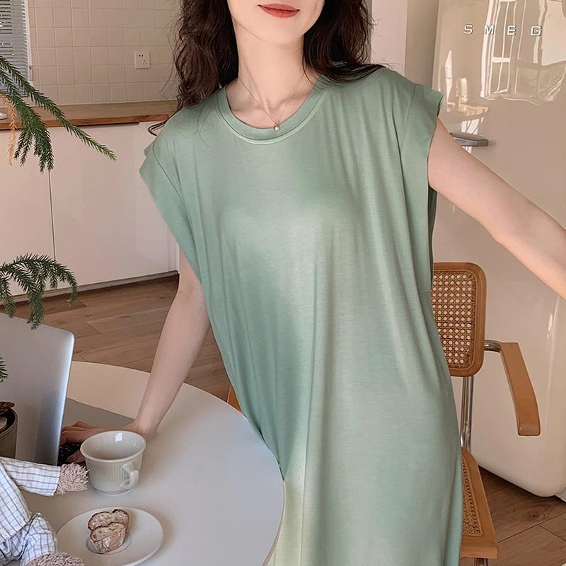 花季的故事 圆领无袖舒适透气睡裙 女款 绿宝石