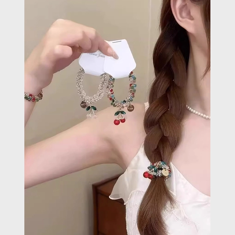 左欧 两用带钻串珠高颜值超好看的樱桃 亚克力 发圈 女款