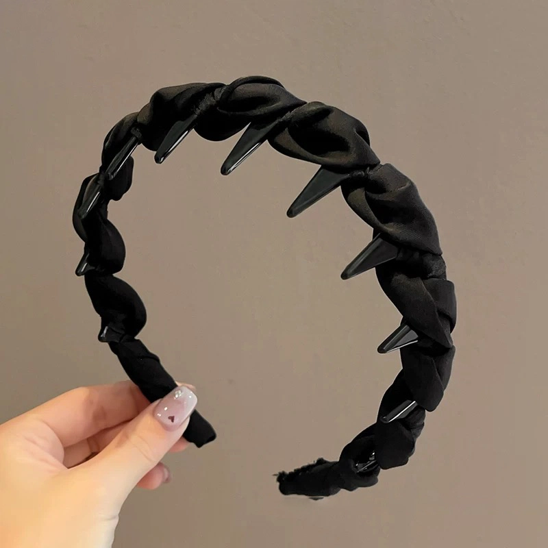 左欧 黑色高颅顶绝美带齿蓬松高级感 布艺 发箍 女款