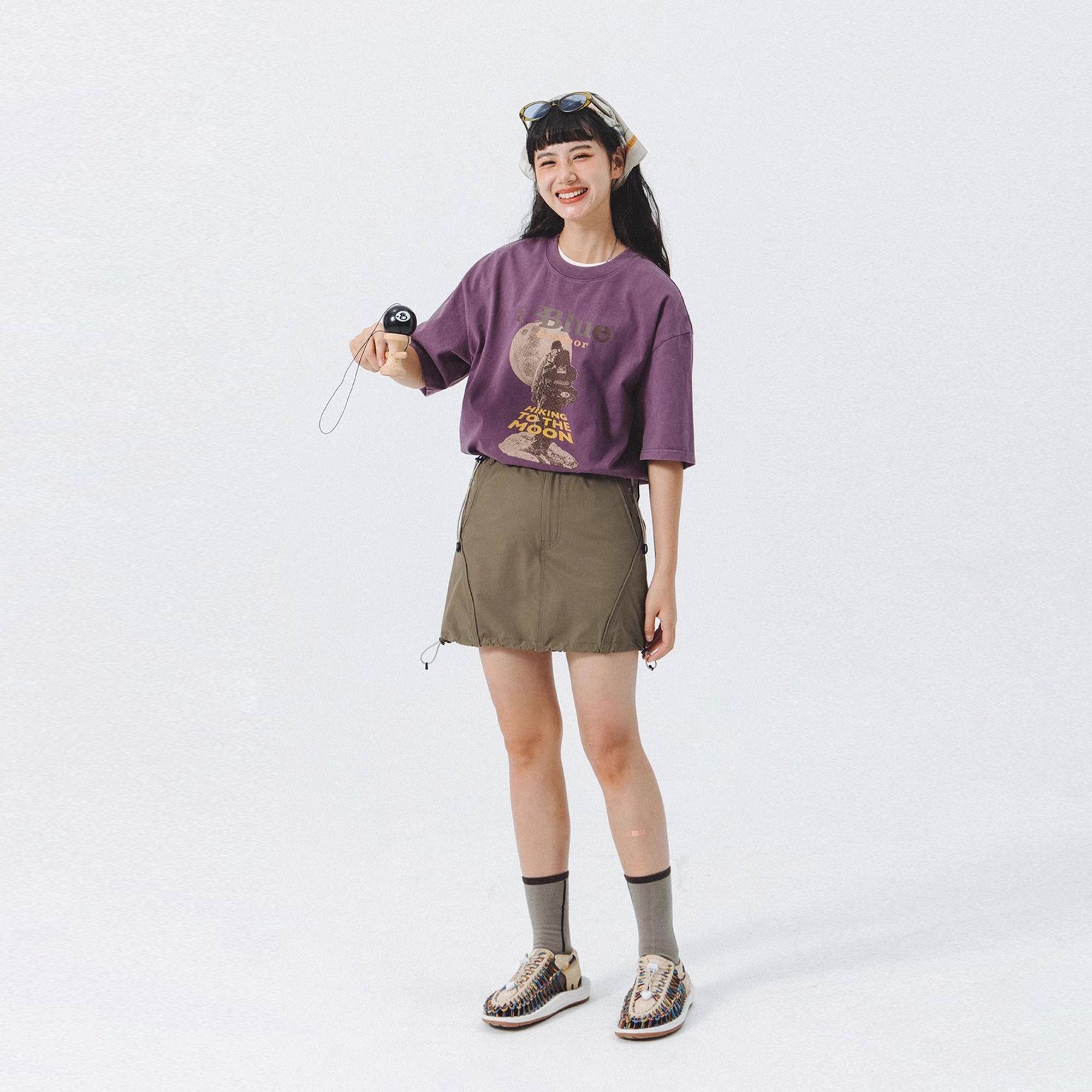 蓝岐 松紧腰显瘦吸湿排汗速干复古工装短裙 女款