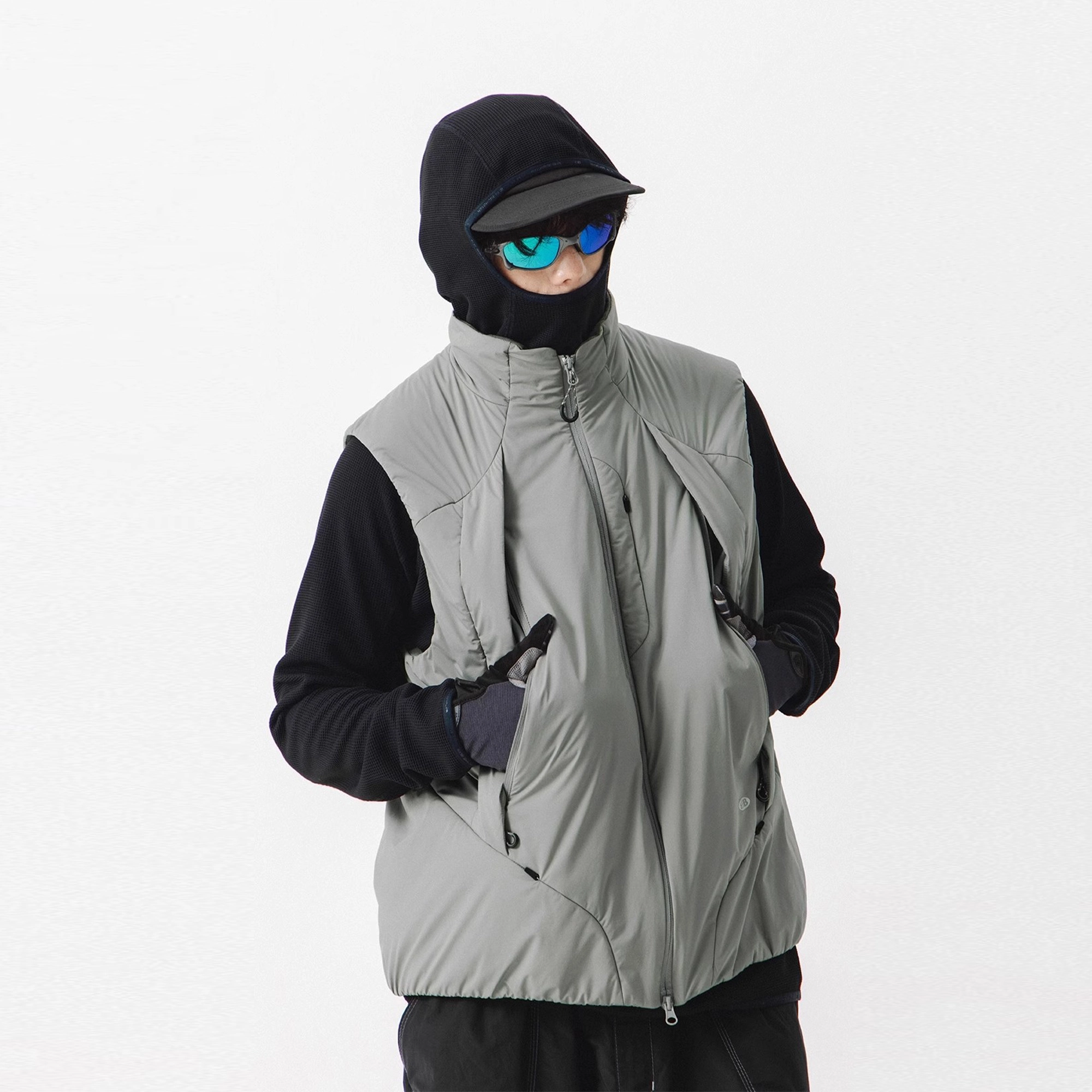 蓝岐 户外多口袋立领工装坎肩抗菌保暖棉服马甲 男女同款