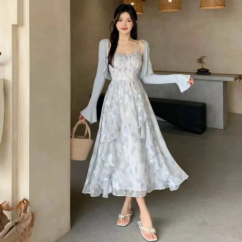依钗 法式浪漫碎花设计感上衣与裙装套装 女款