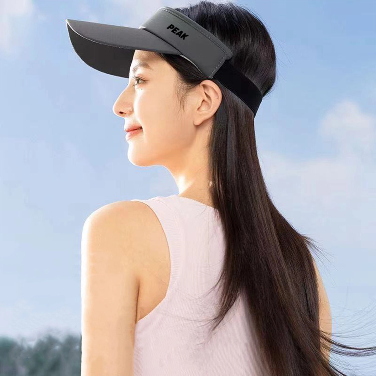 匹克 防紫外线遮阳空顶遮脸大檐 聚酯纤维 防晒帽 男女同款情侣款