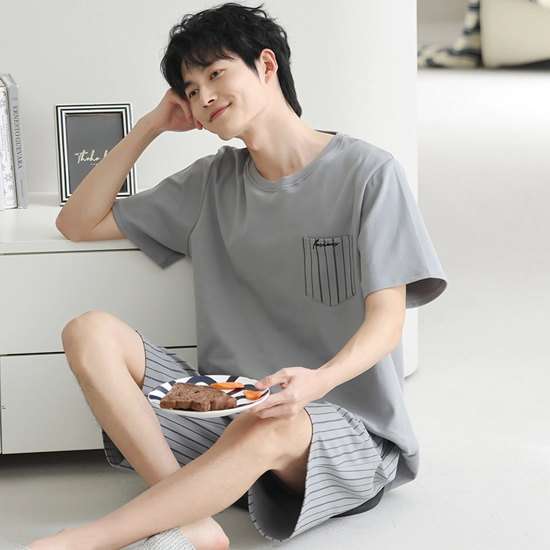 怀尔蔚 短袖舒适薄款家居服短裤长裤睡衣套装 男款