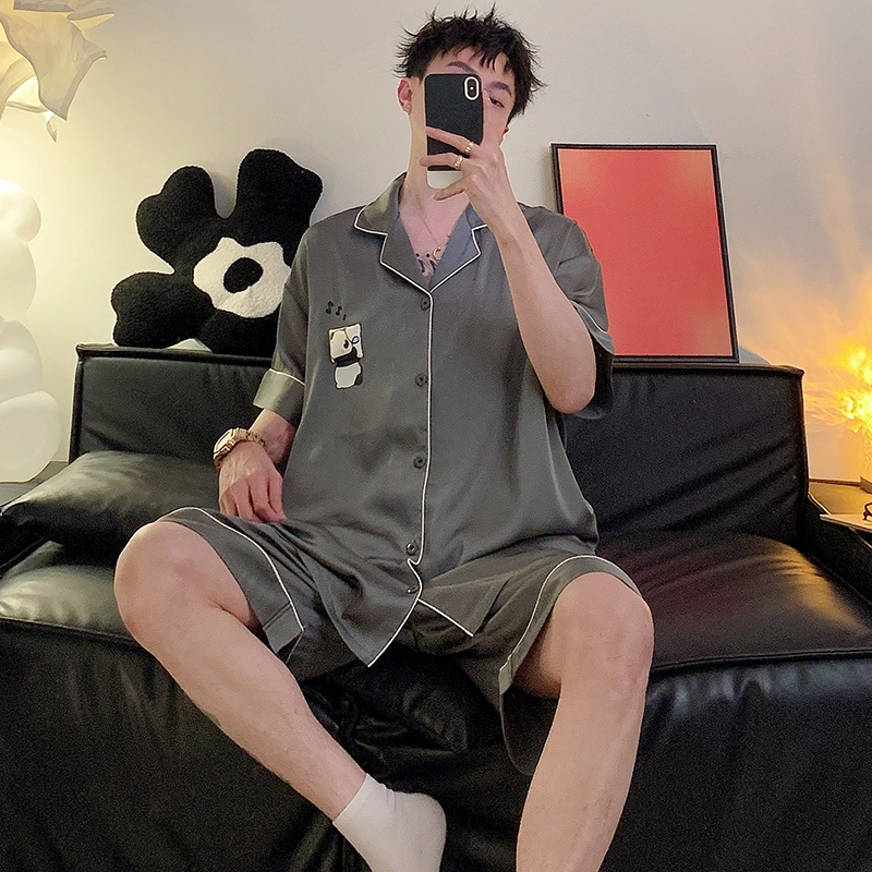 怀尔蔚 可外穿家居服翻领短袖五分裤睡衣套装 男款