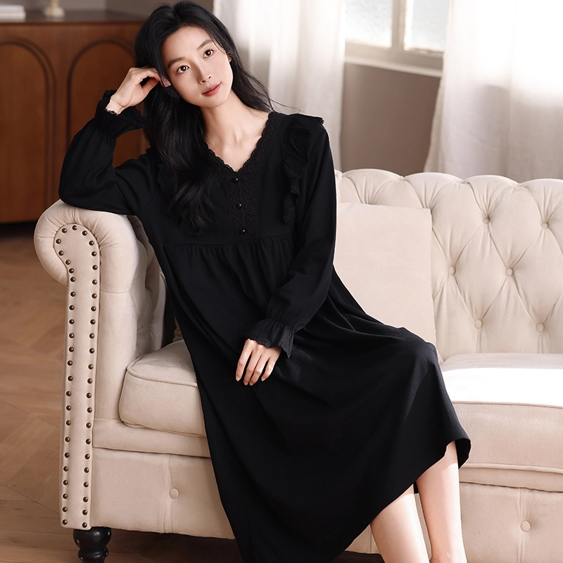 怀尔蔚 长袖舒适薄款家居服睡裙 女款