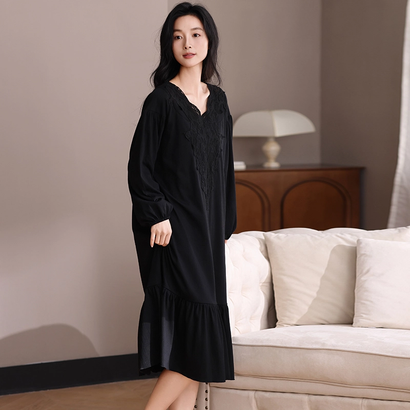 怀尔蔚 女长袖舒适薄款家居服睡裙 女款