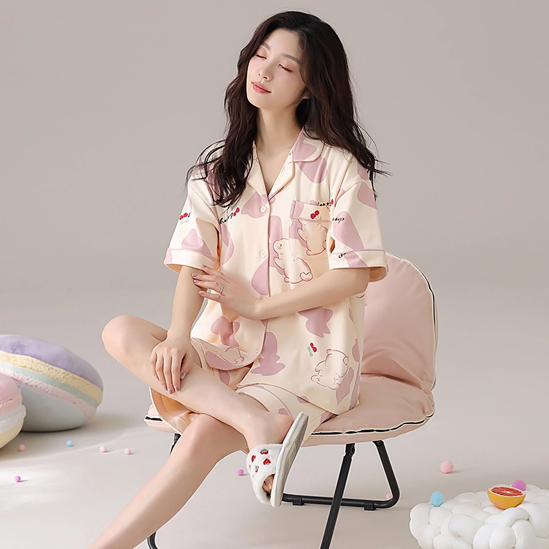 怀尔蔚 舒适短袖三分裤可外穿睡衣套装 女款