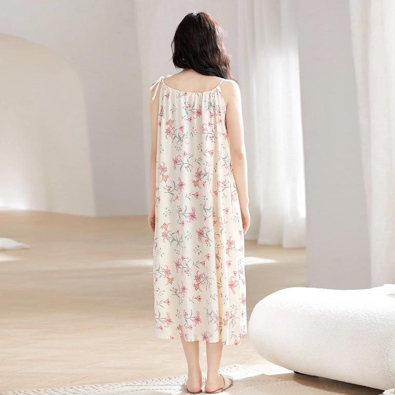 怀尔蔚 可外穿舒适薄款无袖吊带家居服睡裙 女款