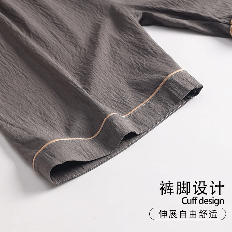怀尔蔚 翻领开衫短袖舒适薄款家居服睡衣套装 男款