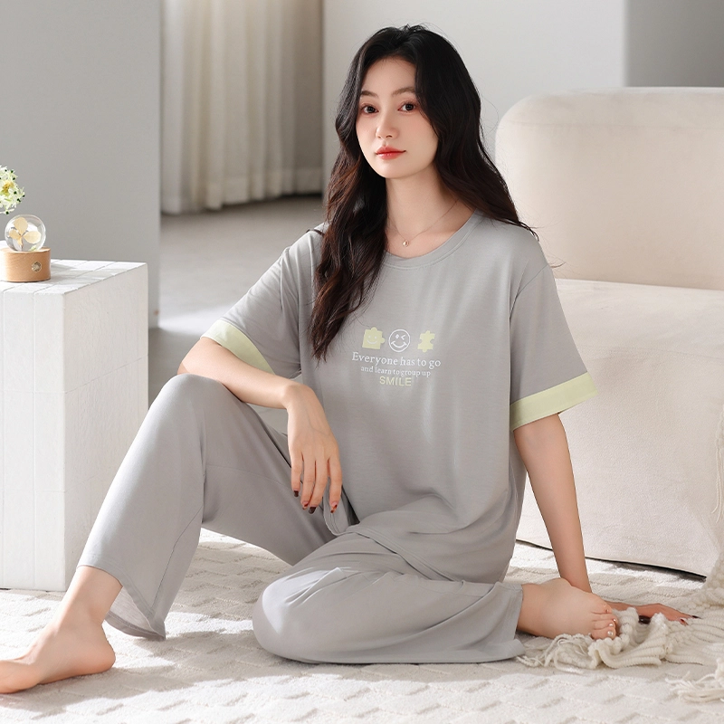 怀尔蔚 薄款短袖透气睡衣套装 女款