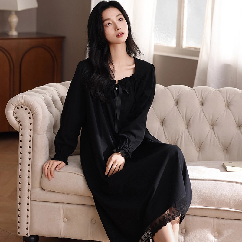 怀尔蔚 舒适薄款休闲时尚长袖家居服睡裙 女款