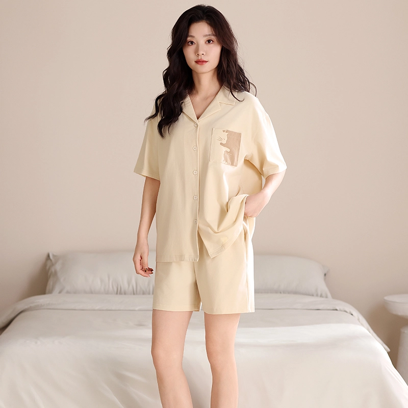 怀尔蔚 透气短袖短裤舒适睡衣套装 女款