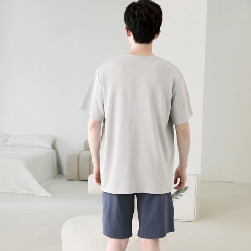 怀尔蔚 可爱小恐龙印花圆领套头短袖睡衣套装 男款 绿色