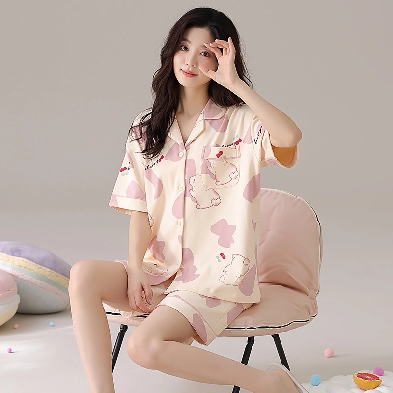 怀尔蔚 舒适短袖三分裤可外穿睡衣套装 女款