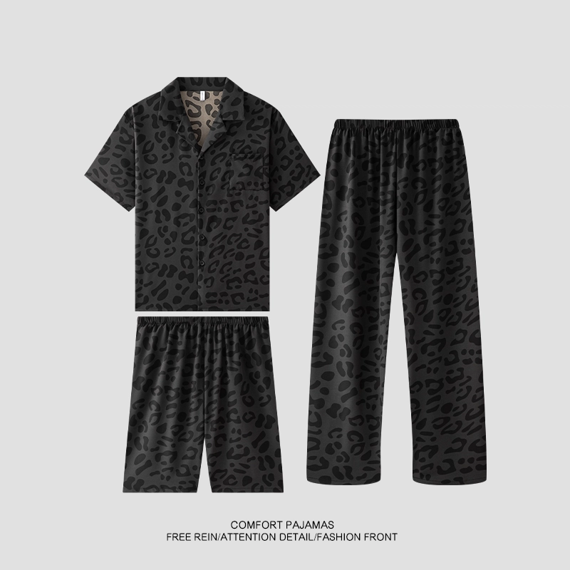 怀尔蔚 翻领短袖可外穿舒适家居服睡衣套装 男款
