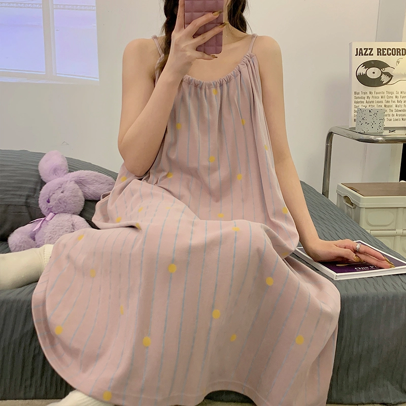 怀尔蔚 舒适薄款家居服可外穿无袖吊带睡裙 女款