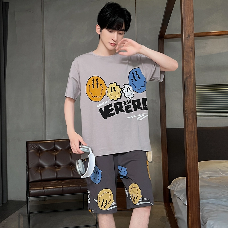 怀尔蔚 简约休闲短袖舒适休闲短裤睡衣套装 男款