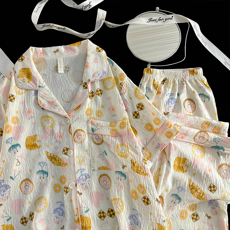 怀尔蔚 可外穿短袖上衣舒适短裤薄款家居服长裤睡衣套装 女款