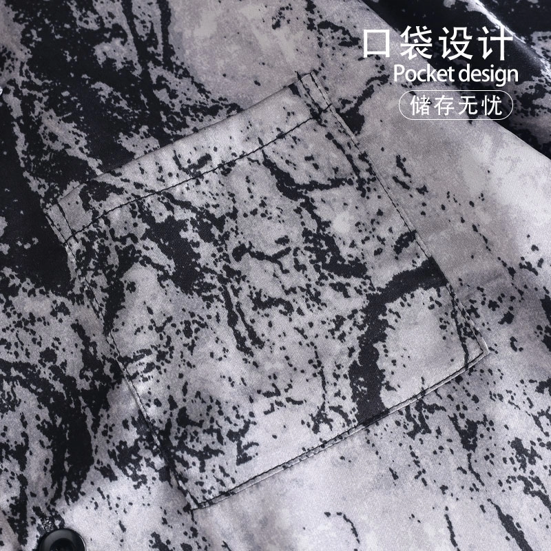 怀尔蔚 舒适透气翻领短袖上衣休闲家居服五分裤睡衣套装 男款 图片色