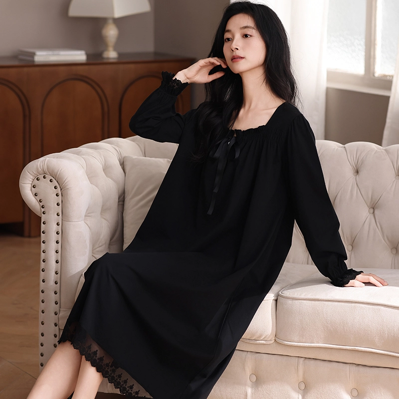 怀尔蔚 舒适薄款休闲时尚长袖家居服睡裙 女款