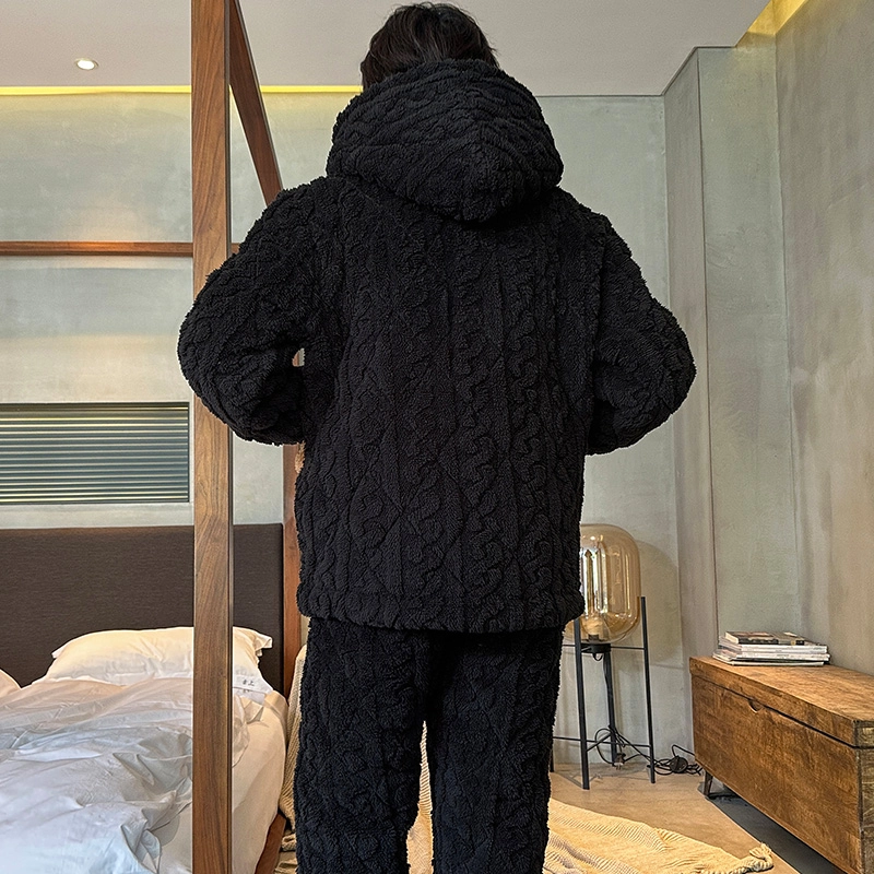 怀尔蔚 加绒加厚保暖可外穿家居睡衣套装 男款
