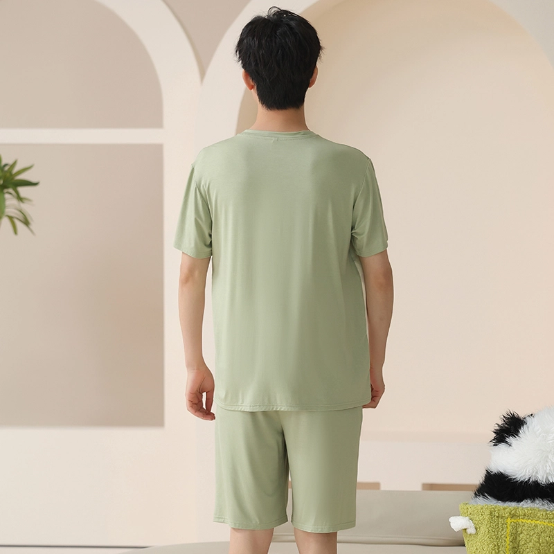 怀尔蔚 渐变圆领套头短袖睡衣套装 男款 绿色