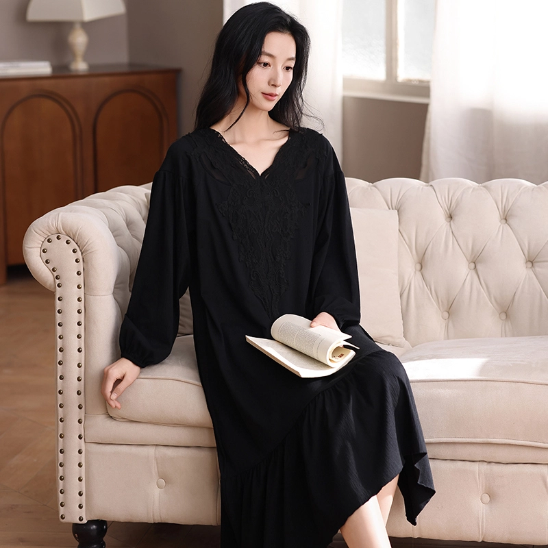 怀尔蔚 女长袖舒适薄款家居服睡裙 女款